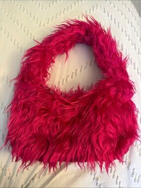 Faux Fur Hot Pink Shoulder Bag - Women's Accessory